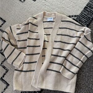 Old Navy Cream and Black Striped Cardigan